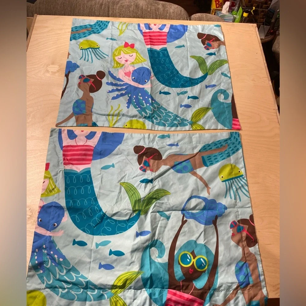 Mermaid and Sea Life Pillow Shams  Full Size (MO)